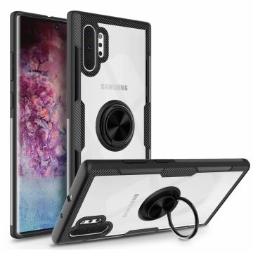 Ntech Samsung Galaxy Note 10 Plus Luxe TPU Metale Ring houder - Zwart