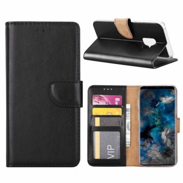 Ntech Samsung Galaxy S9 Booktype / Portemonnee TPU Lederen Hoesje Zwart
