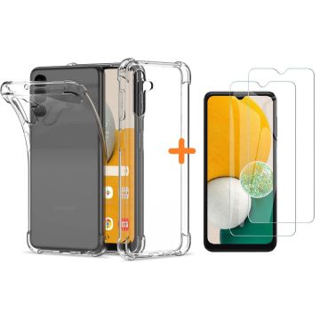 Samsung A13 Hoesje Shock Proof Case Met 2x Screenprotector - Samsung Galaxy A13 4G Hoesje Transparant Siliconen Case Cover - Samsung A13 Screenprotector