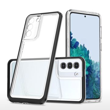 Samsung S21 hoesje transparant cover met bumper Zwart - Ultra Hybrid hoesje Samsung Galaxy S21 case