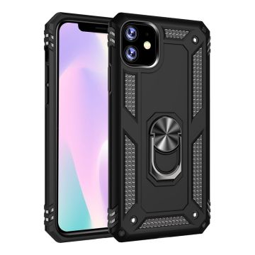 Ntech hoesje Geschikt voor iPhone 11 Armor Ringhouder TPU - Zwart