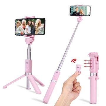 Ntech 3 in 1 Selfie Stick met Afstandsbediening en Foldable Tripod Stand Huawei P30 Pro/P30/P30 Lite/Y6 (2019)/Mate 20/Mate 20Pro/ P20 Pro/P20 Lite - Roze
